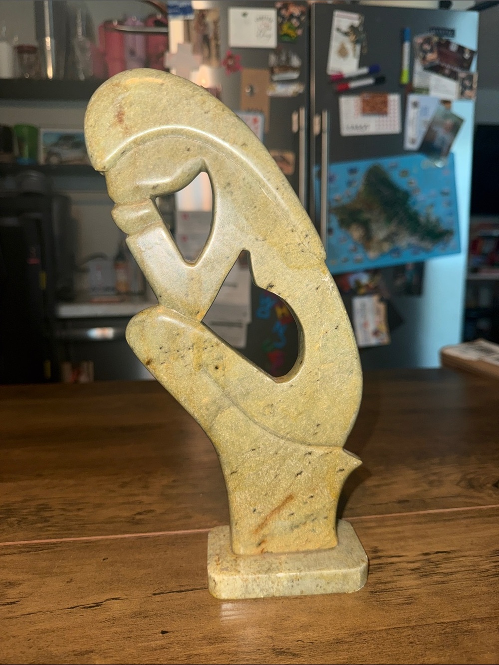 Hand-Carved Stone Abstract Sculpture - Natural Yellow-Tan